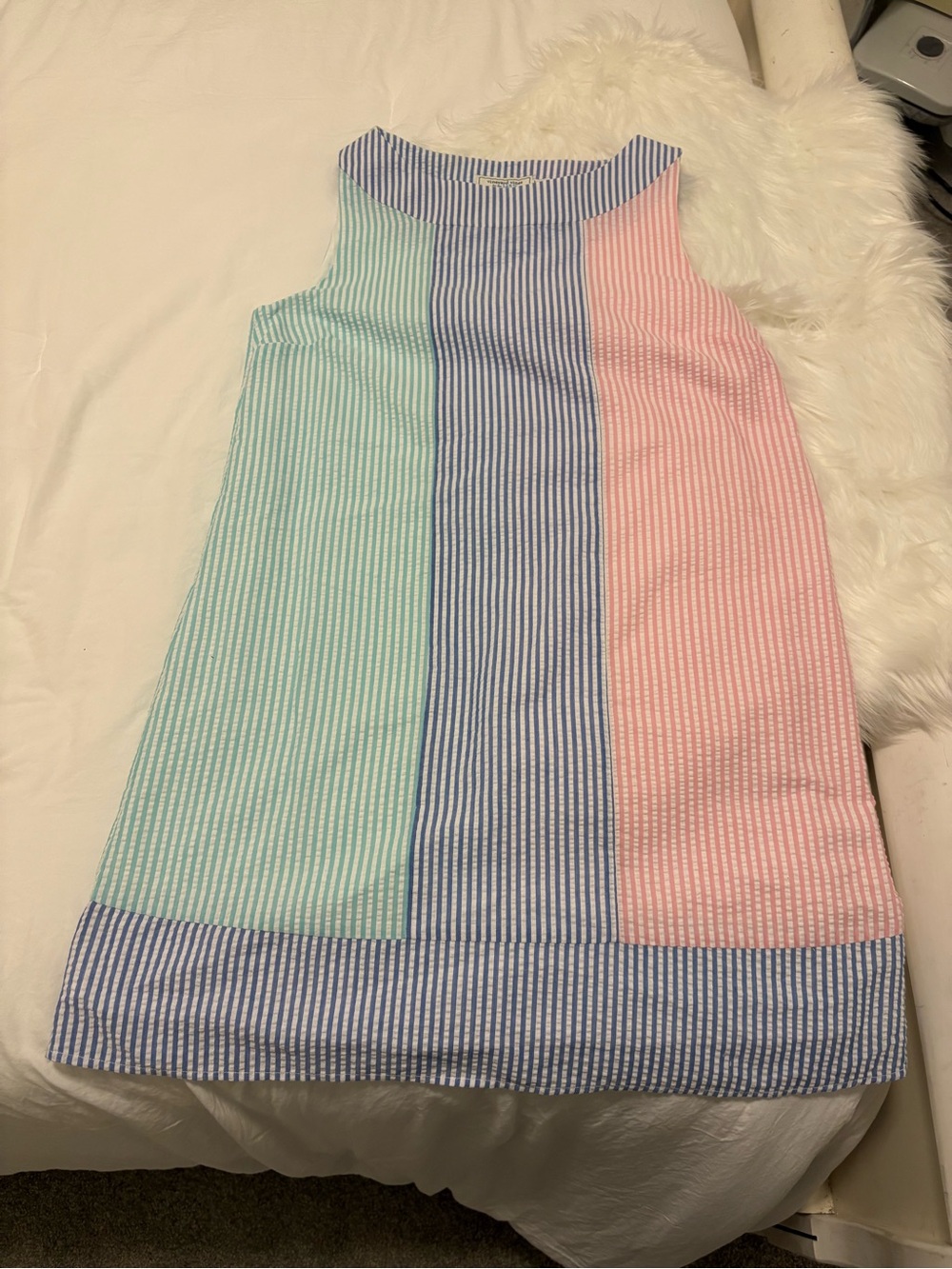 Vineyard Vines Pastel Stripe Seersucker Midi Dress - Mint, Blue, Pink